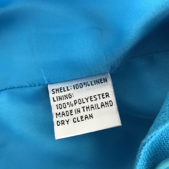 Talbots Petites Irish Linen Blazer Bright Turquoise Size 10 - Picture 6 of 8